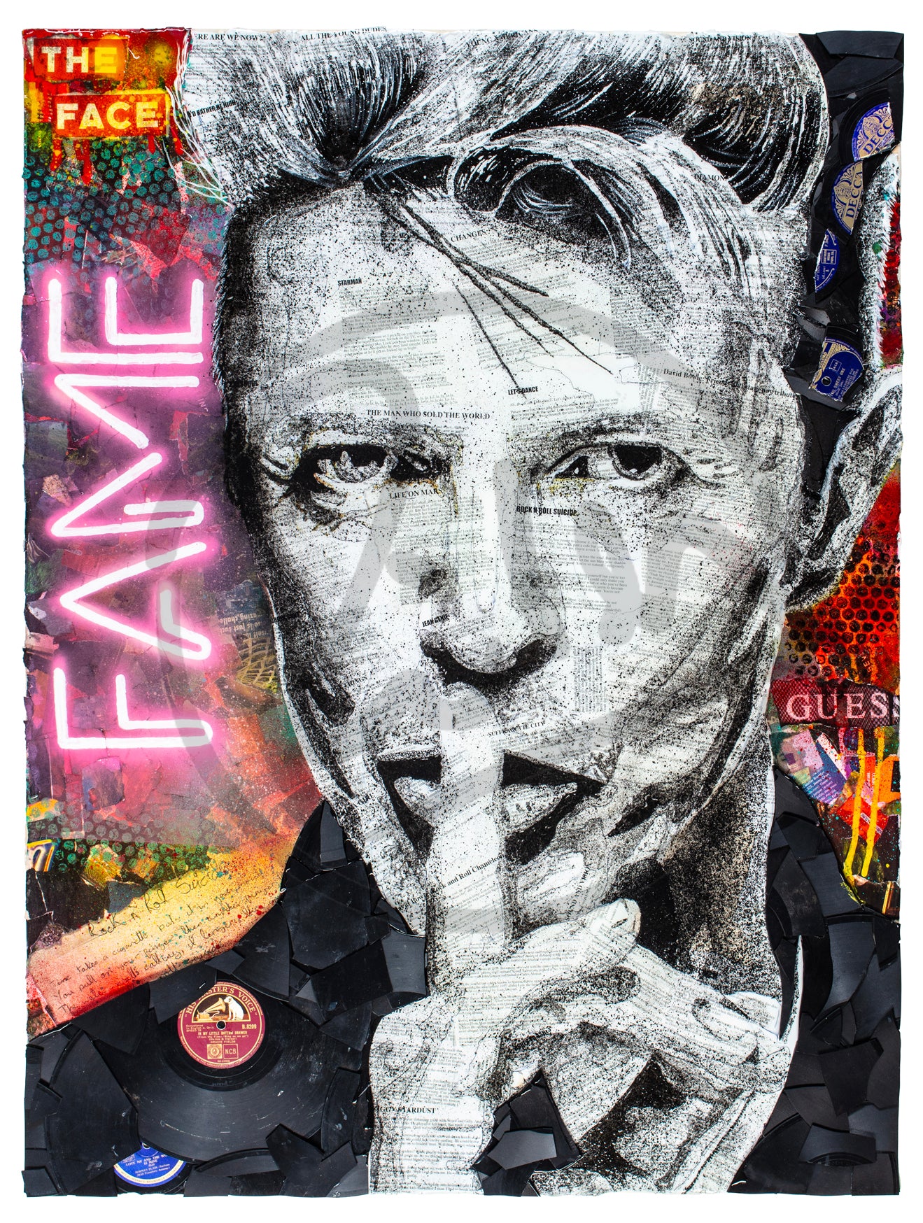 David Bowie 'Fame' Ltd Edition Record Embellished Canvas