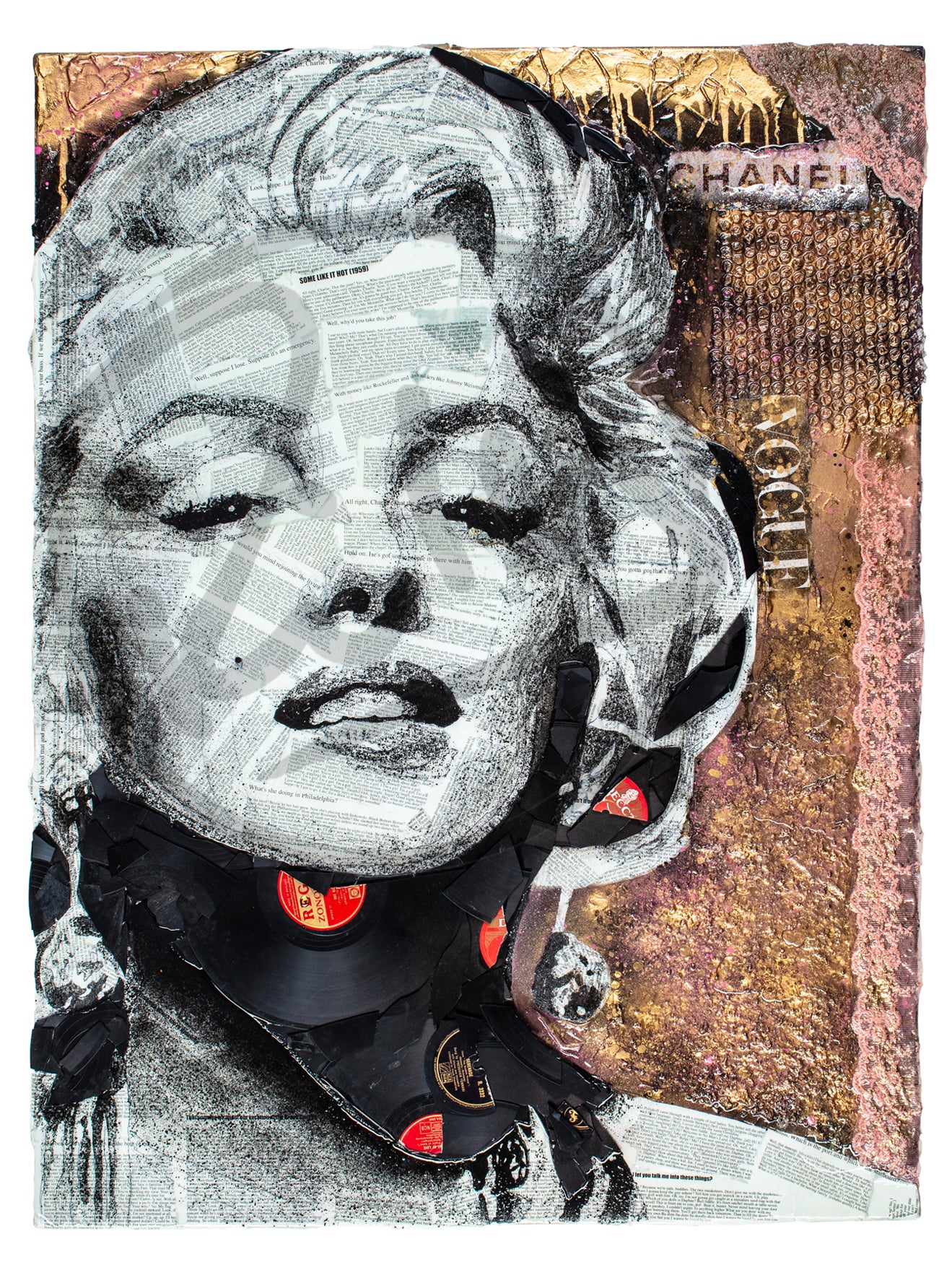 Marilyn Monroe 'Vogue' Ltd Edition Record Embellished Canvas
