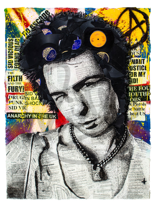 Sid Vicious 'Anarchy' Ltd Edition Record Embellished Canvas