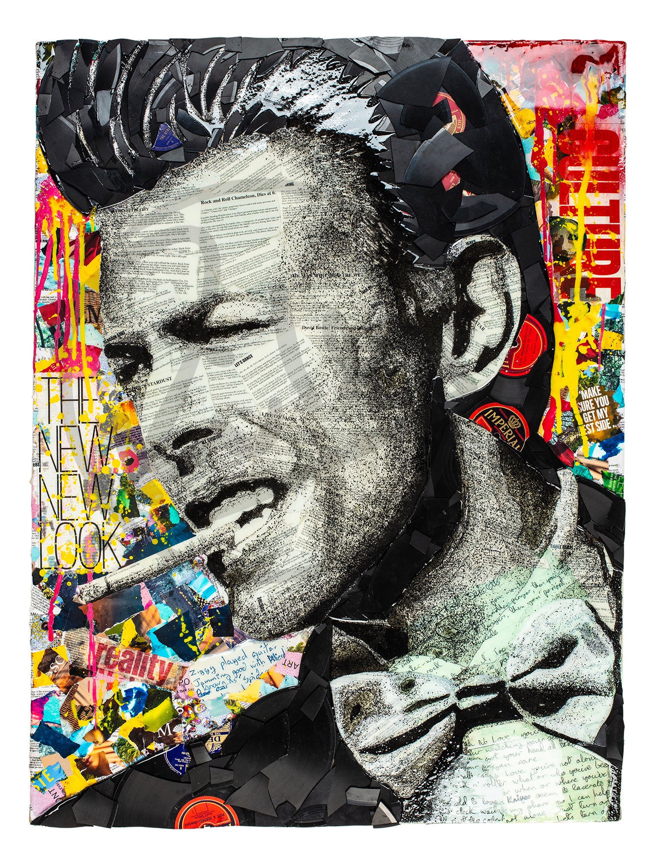 David Bowie 'Lets Dance' Ltd Edition Record Embellished Canvas