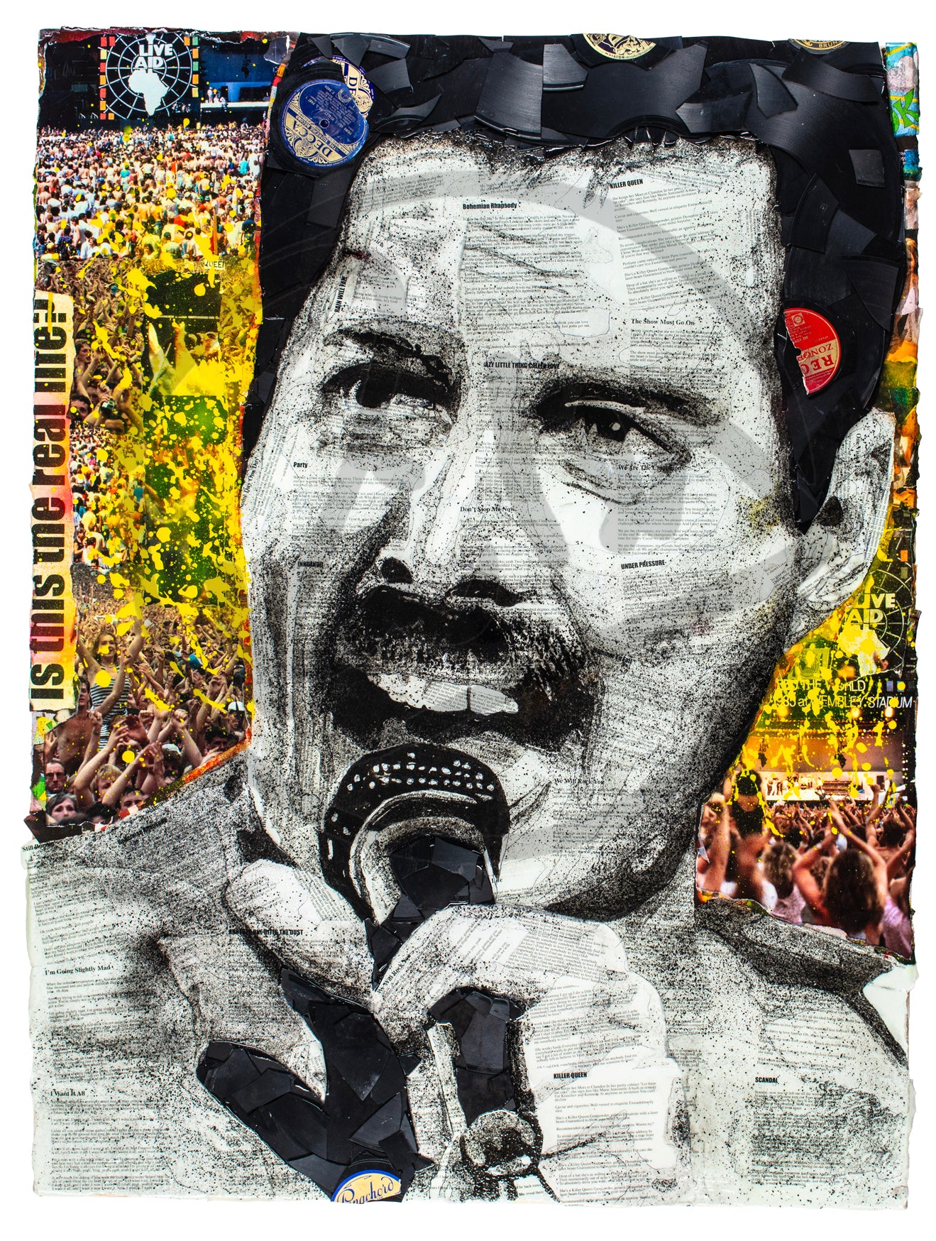 Freddie Mercury 'We Will Rock You' Ltd Edition Record Embellished Canv ...